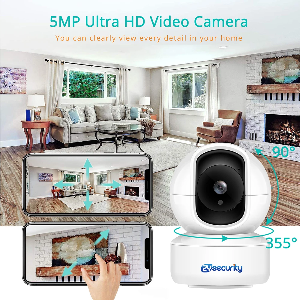 5MP Mini Surveillance Cameras With Wifi Auto Tracking Audio SD Card Smart Home Security Protection IR CCTV Camera Baby Monitor