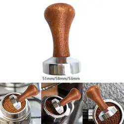 51/53/58mm Coffee tamper  Food Grade Coffee Tamper Leveler Wooden Handle Coffee Distributor for Coffee Maker coffeeware barista