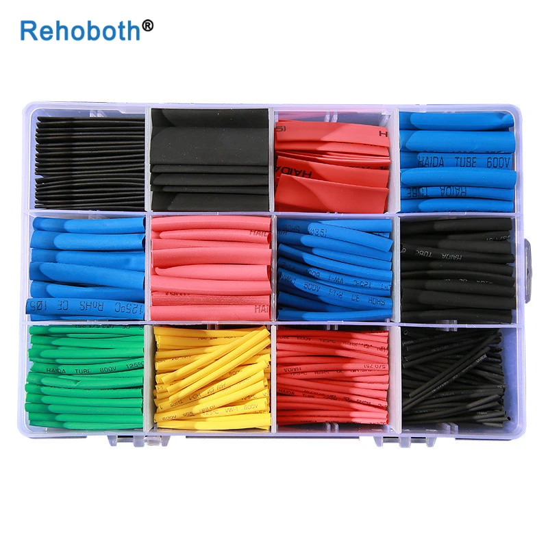 560pcs Heat Shrink Tubing Kit - Polyolefin Cable Sleeve for Electronics, Automotive Wiring, Waterproof Insulation (2:1 Shrink)