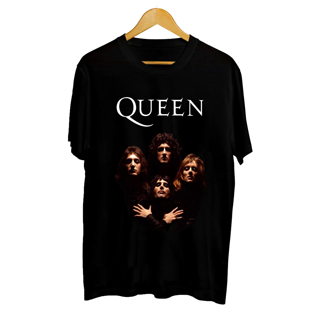 New Queen Rock Band T Shirt Men\'s Short Casual Cotton Print Black For Women Streetwear Kiss Tees Retro Clothing Plus Size XS-3XL