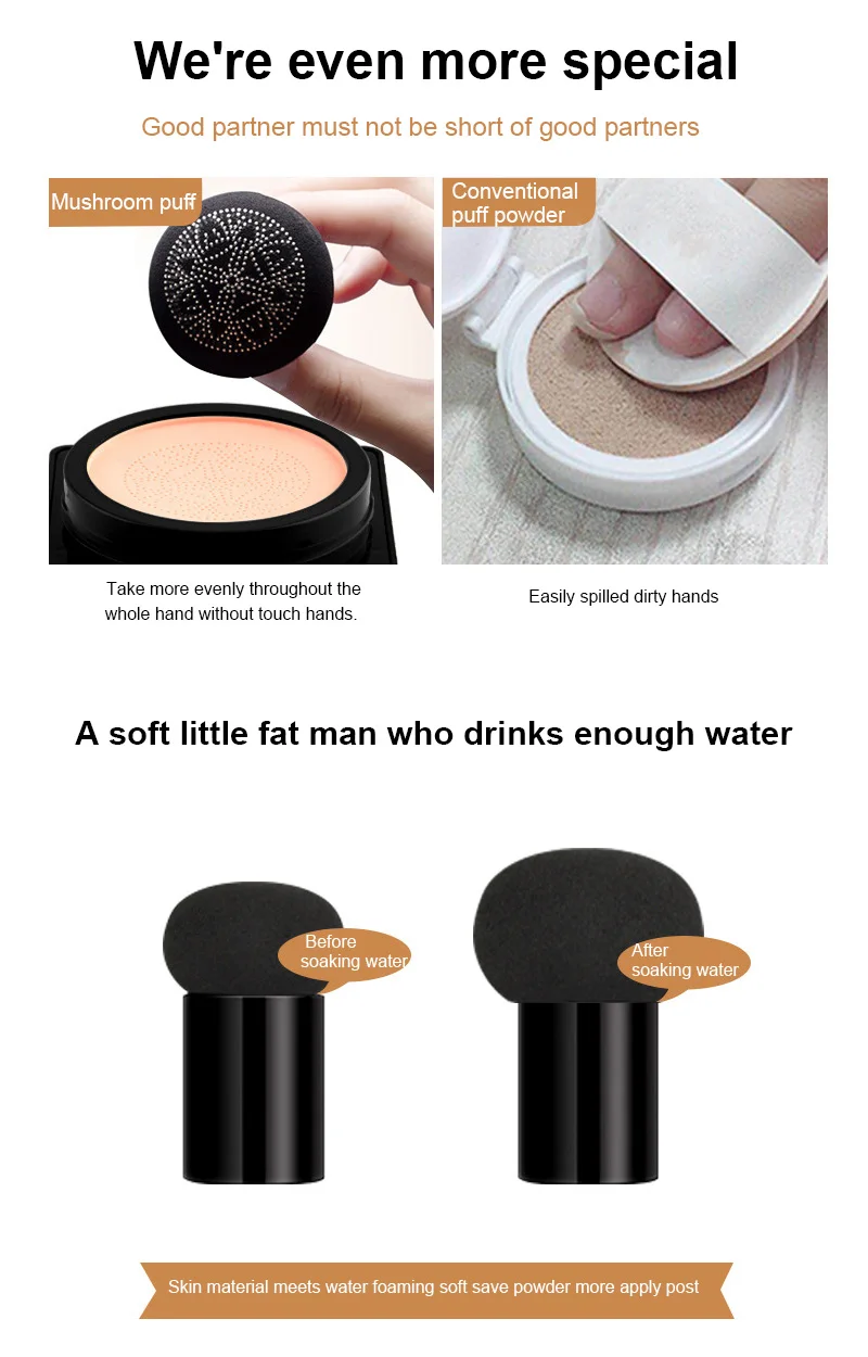 15g Concealer Air Cushion Makeup Face Foundation Korean Cosmetic Whitening Mushroom Head CC Cream Concealer Brighten Face