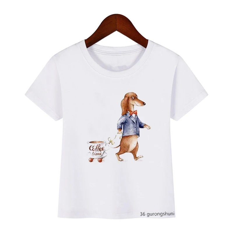 

Summer Style Boys T-shirt Funny Cartoon Dog and Hedgehog Print Kids Clothes Summer Tops Cute Girls T Shirt Wholesale