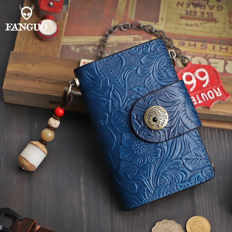 

100% Cow Leather Key Wallet Handmade Genuine Leather Credit ID Card Slot Housekeep Key Chain Coin Purse Keys Case For Men, Women