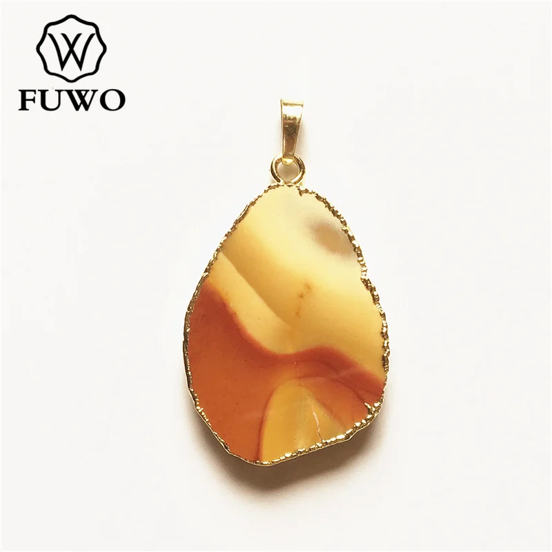 Trendy Women Free Shape Bloodstone Pendants With Golden Cladding Yellow Gems Stone Charm Jewelry Making Wholesale PD280