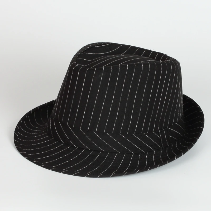 Wholesale Classic England Style Breathable Stripe Fabric Women Men Black White Spring Autumn Formal Hats