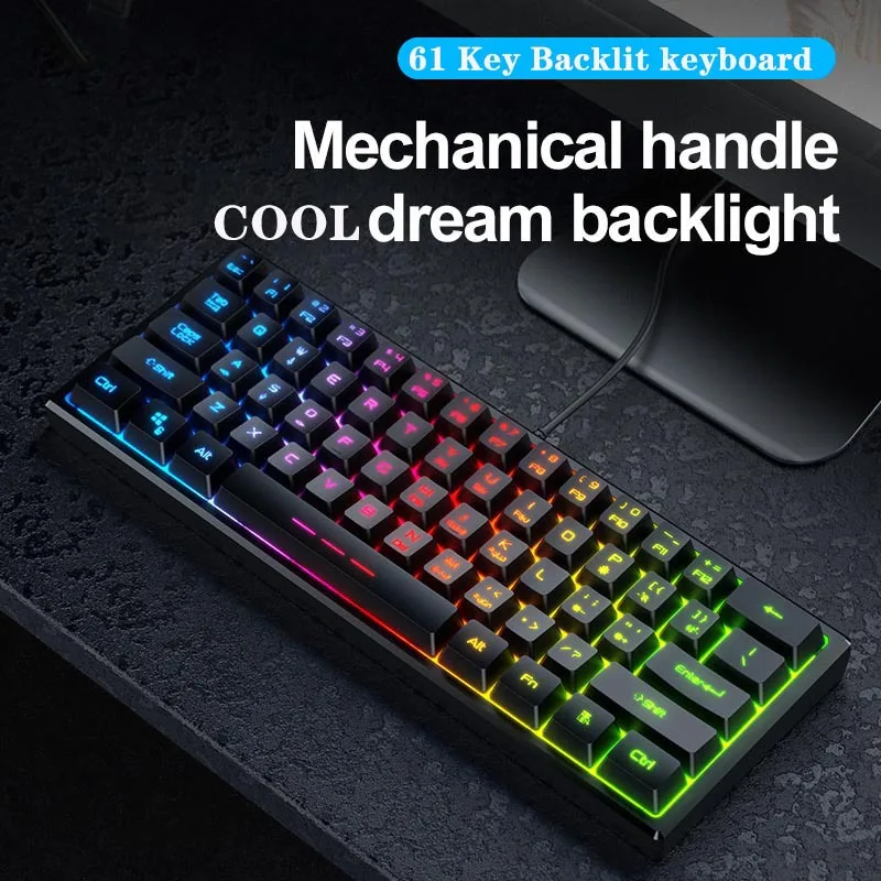 

FV-61 Mechanical Touch Keyboard 61 Key Characters RGB Luminous Wired Computer Desktop Notebook Esports Game