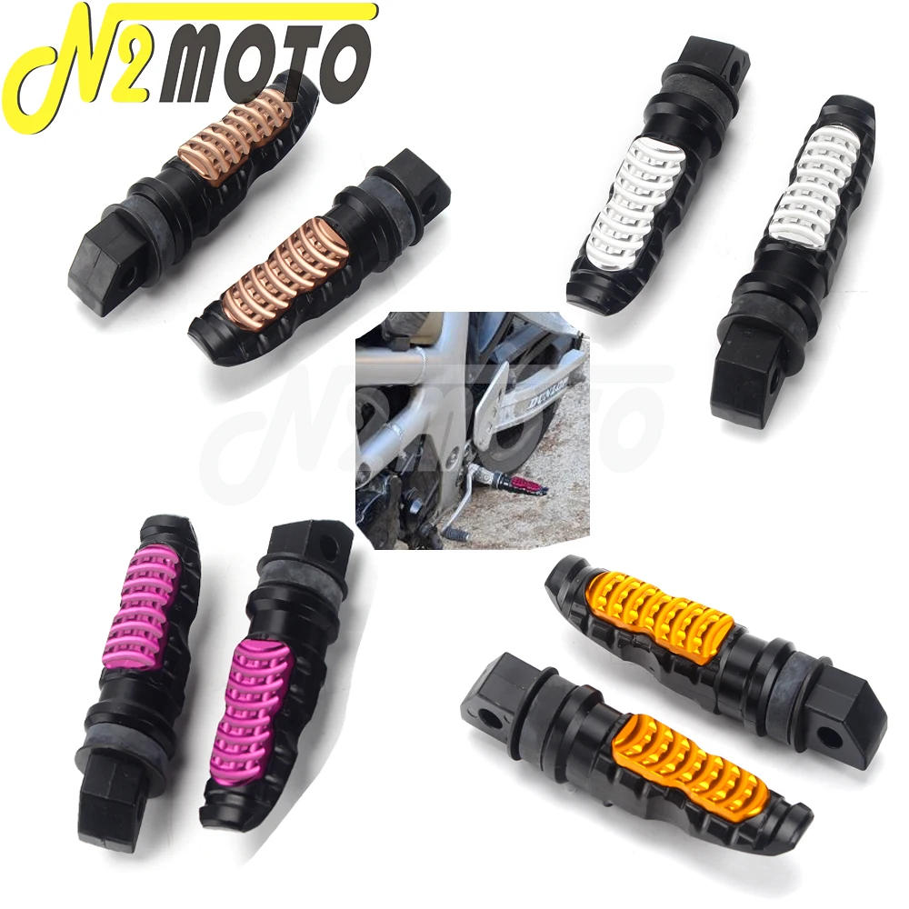 Universal Motorcycle Rear Passenger Footrest Purple Foot Pegs Pedals Scooter Footpeg Motorbike Pedal Modification Aluminum 2pcs