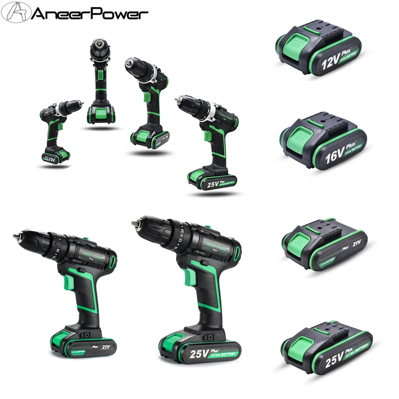 25V 21V 16V 12V Plus Lithium Battery Li-ion Battery Power Tools Rechargeable Impact Drill Cordless Screwdriver 18650 Battery