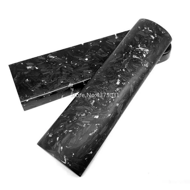 2 pezzi CF in fibra di carbonio marmo nero con resina per manico di coltello fai da te materiale lamina d\'argento piastra patch di compressione in