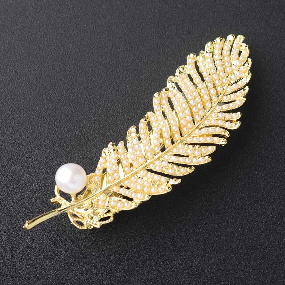 Freshwater Cultured White Pearl Cubic Zirconia Pave Gold Plated  Hairpins