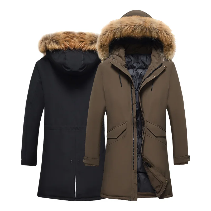 2020 Winter New Real Fur Collar Down Jacket Men Fashion Casual Thick Warm White Duck Down Jackets and Coats Mens Clothing
