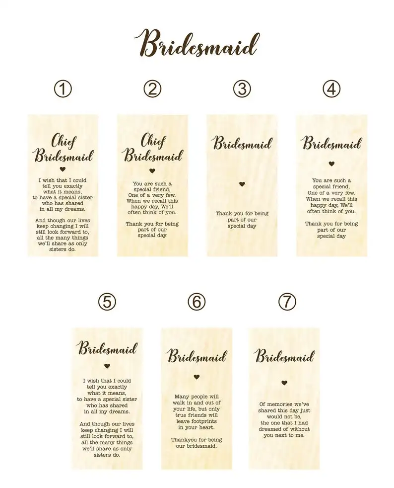 Wooden Place Setting With Bridesmaid Place Card Rustic Wedding Place Card