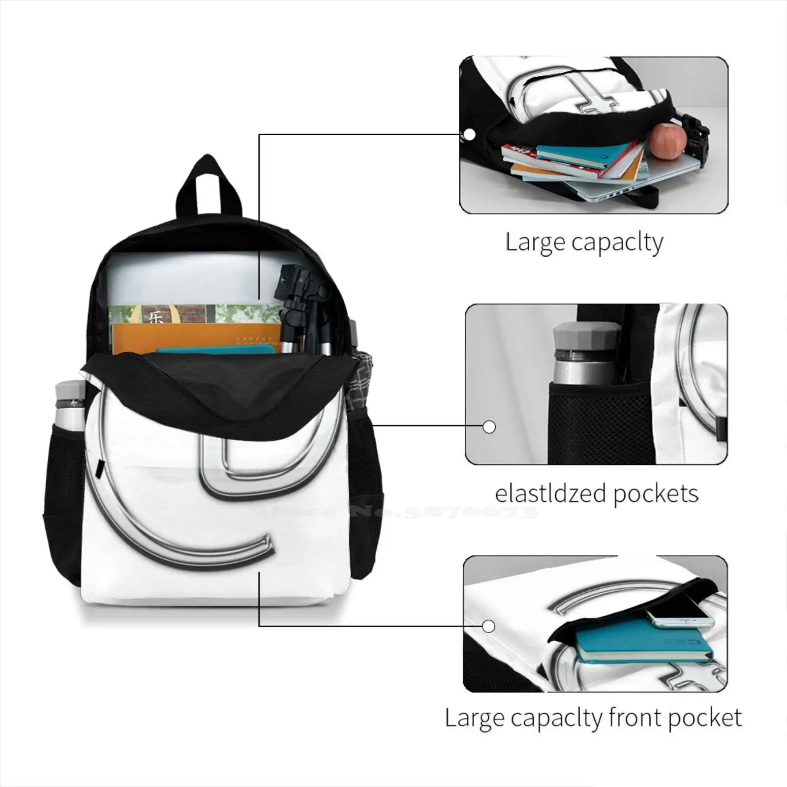 F In An @ Sign 3d Print Design Backpack Casual Bag Lower Case F Symbol F F Word