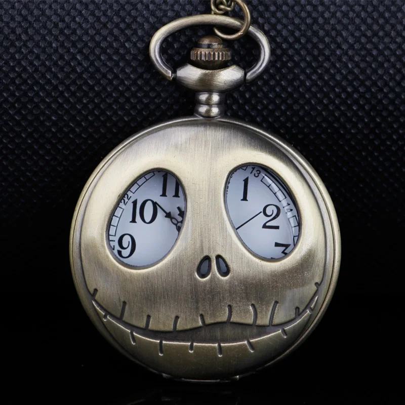 Steampunk motyw filmowy kwarcowy zegarek kieszonkowy Nightmare Before Christmas kwarcowy zegarki kieszonkowe z naszyjnik naszyjnik