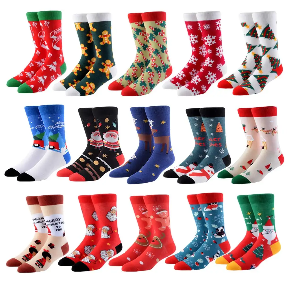 

5 Pairs/Lot Women Christmas Socks Cotton Cartoon Men Gift Pine Tree Cute Santa Claus Elk Snow Funny Harajuku Happy New Year