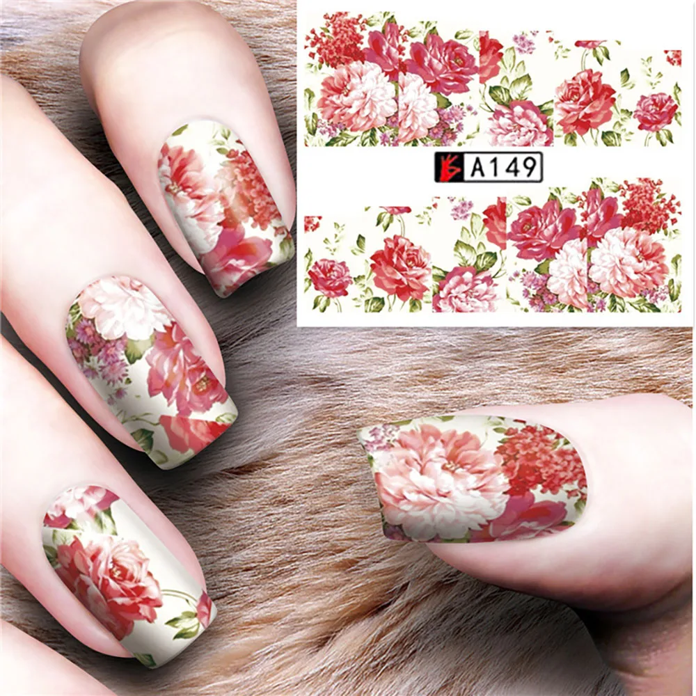 Nail Stickers Sliders For Nails For Manicure Decor Nails Set Nail Design Sliders Spring Flowers Colorful Designs Watermark Decal