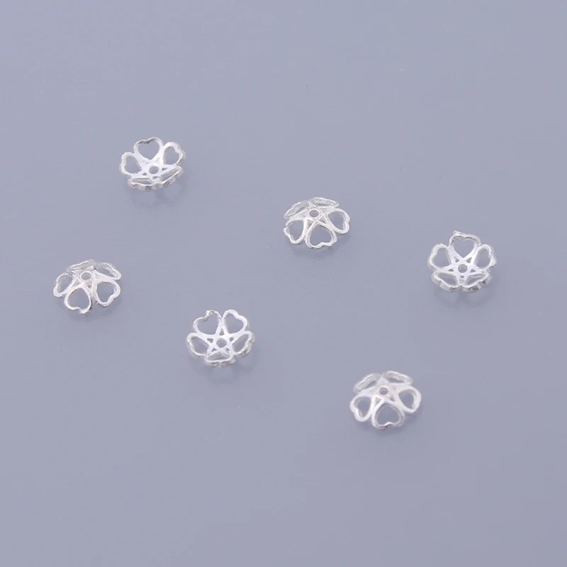 Louleur 5pcs/lot 925 Sterling Silver  Flower petal End Spacer Hallow Beads Caps Charms Bead Cups For Jewelry Necklace Making Sup