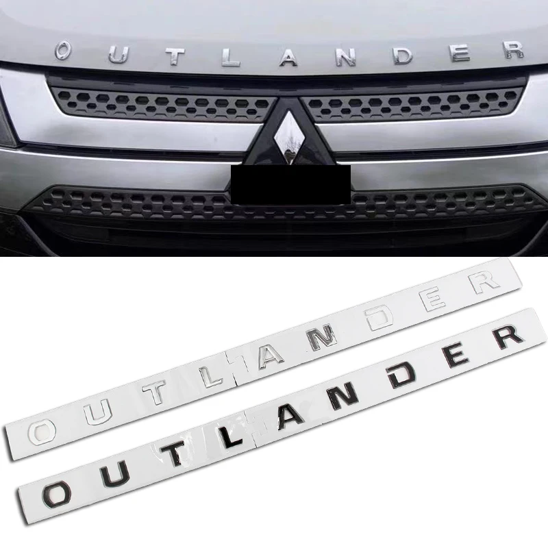 Car 3D ABS Letters Logo Decals Sticker For Mitsubishi OUTLANDER Car Front Head Hood Alphabet Emblem Badge Styling Stickers