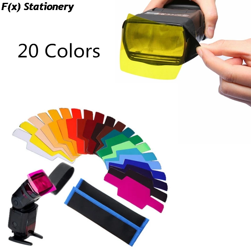 20 Colors/pack Flash Speedlite Color Gels Filters Cards For Canon For Nikon Camera Photographic Gels Filter Flash Speedlight