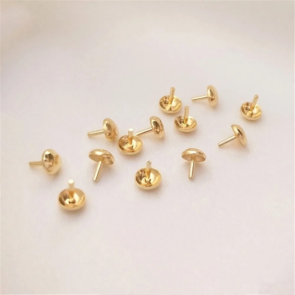 14K Gold 14K Gold Color Plated Bead plug hair nail crystal pearl hole plug manual DIY scattered beads accessories