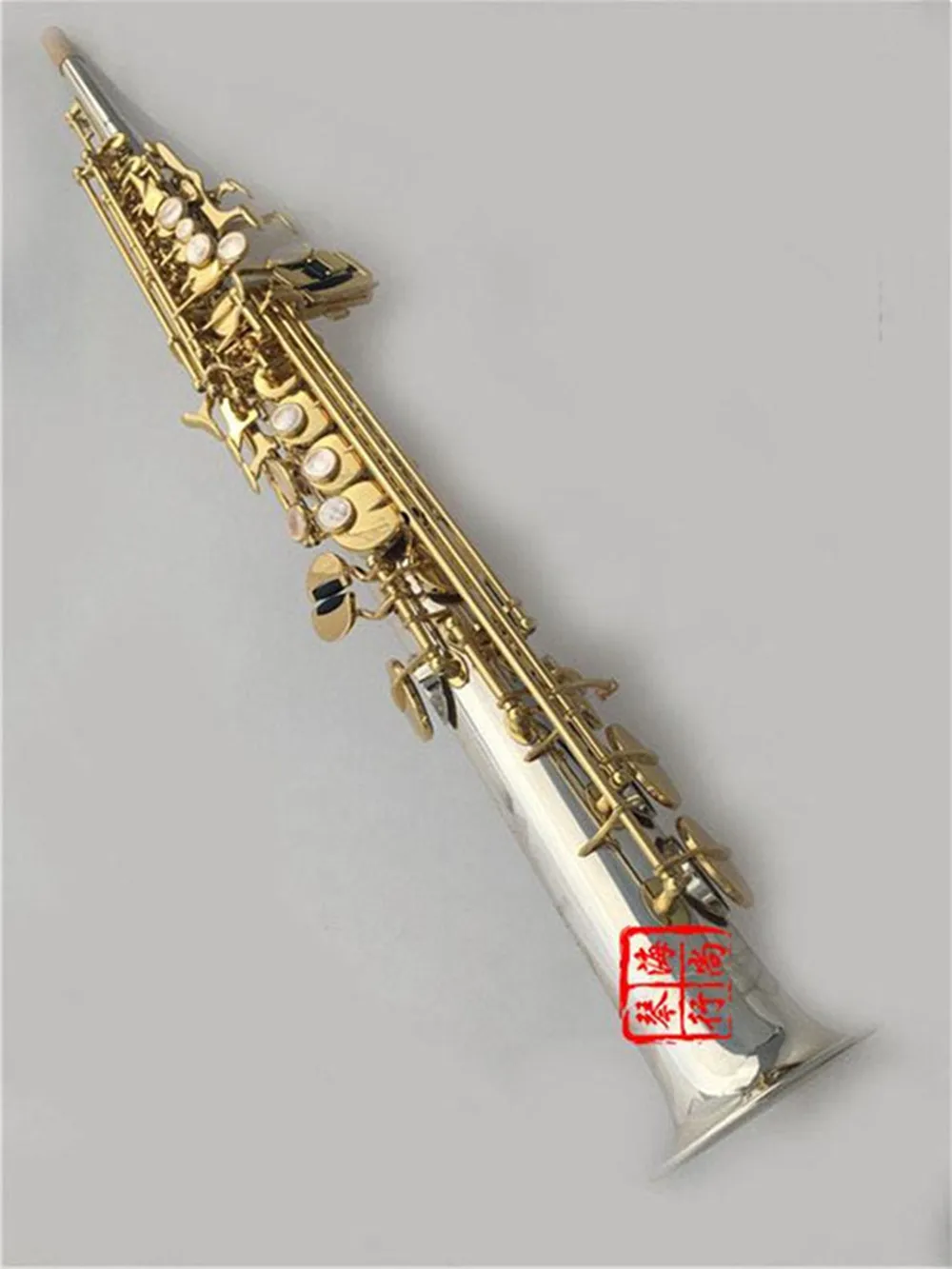 

SYLZKR Custom brand Straight S-9930 B flat Soprano Saxophone and Gold Key Sax Musical Instruments Professional level