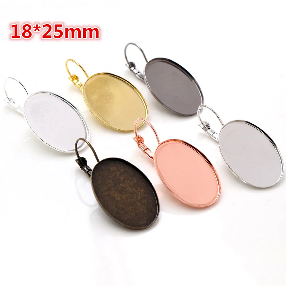 

18x25mm 10pcs 6 Colors plated High Quality French Lever Back Earrings Blank/Base,Fit 18x25mm Oval glass cabochons