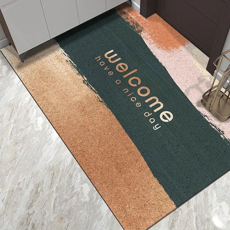 

Welcome Mat For Front Door Carpet PVC Silk Loop Hallway Entrance Rug Door Mat Stain Resistant Can Be Cut Home Indoor Mat Carpet