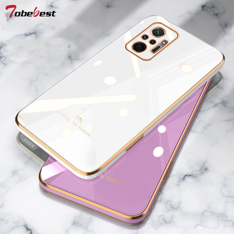 Luxury Plating Soft Silicone Case For Xiaomi Redmi Note 10 10S Pro Max 4G 5G Coque Camera protective Straight edge Back Cover