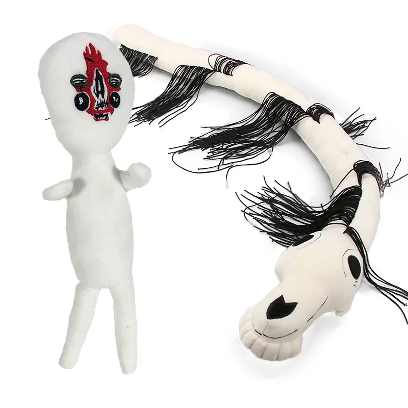 Set of 2 30-130cm White Long Horse Siren Head Plush Toy Trevor Dream Horse Soft Stuffed Animals Doll Black Horror Peluches Toys