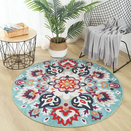 Amerikanischer Garten Blume Runde Teppich, Schlafzimmer, Wohnzimmer, Sofa, Anti-Rutsch-Matte
