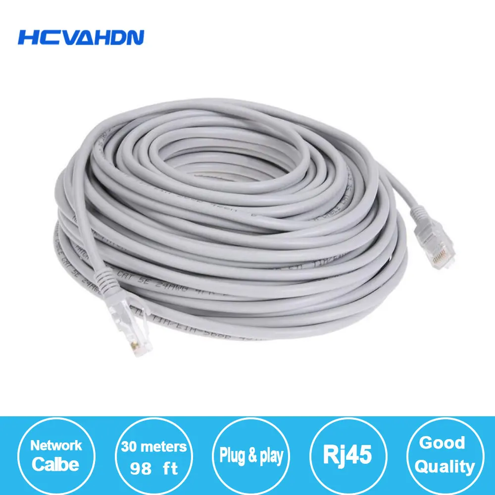 

HCVAHDN 30M 98ft cat5 Ethernet Network Cable RJ45 Patch Outdoor Waterproof LAN Cable Wires For CCTV POE IP Camera System