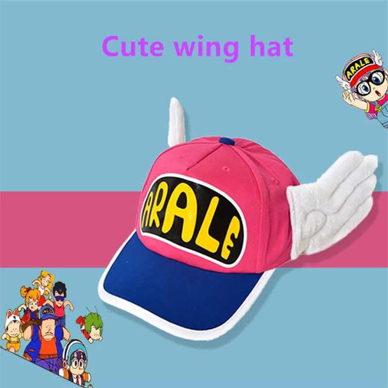 Lovely Hat Anime Dr.Slump Cosplay Mesh Caps Arale Cap Angel Wings Hats Cotton Baseball Cap Sweet Fashion Color