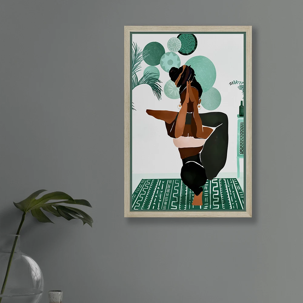 Femme noire Yoga Pose mur Art - Yoga Fitness Photos avis et prix