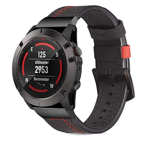 26mm 22mm Leather WatchBand for Garmin Fenix 5X Plus 5 Fenix 6X Pro 6 3 HR Forerunner 935 945 S60 Quick Release Strap