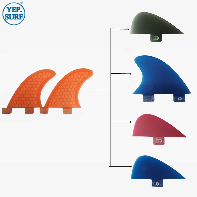 Double Tabs Fin Fin Fin GL with Knubster Centre Kneel, Honeycomb Fibreglass, Surf Fin, Quilhas Surf Rear Fins, Orange Color