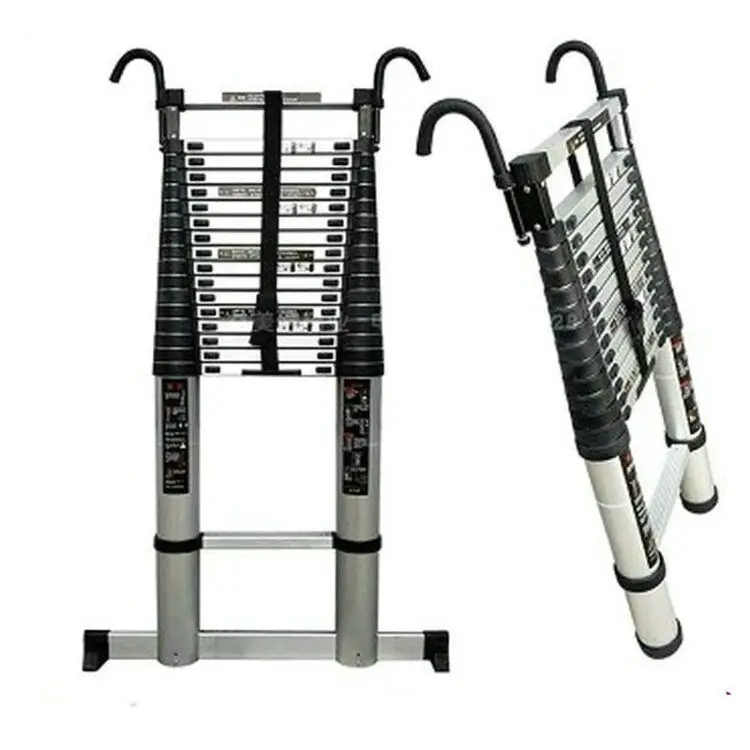 8 m telescopic ladder thickening belt hook a word ladder ladder household ladder aluminum alloy bamboo lifting portable project