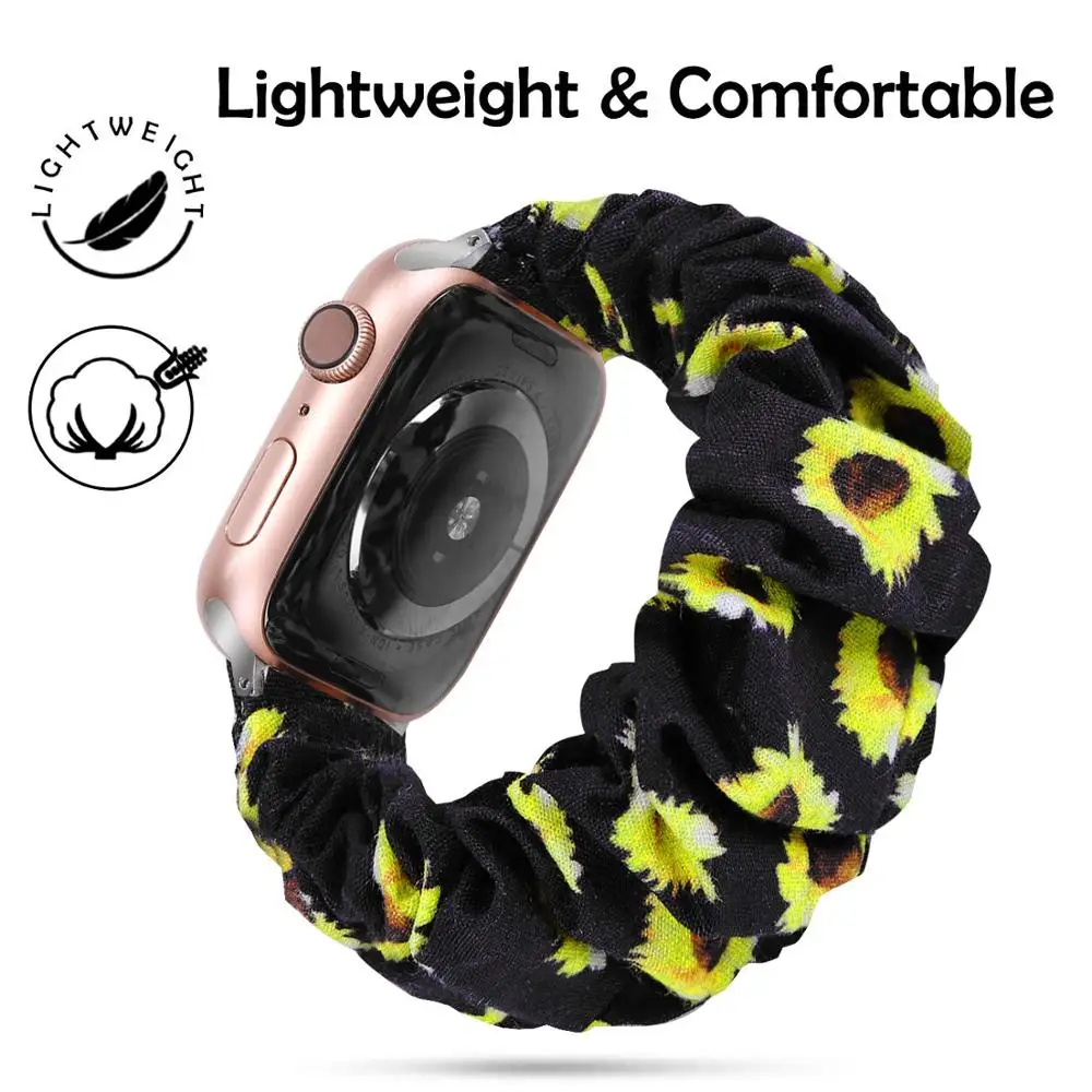 Scrunchie Strap for Apple watch band 44mm 40mm 45mm 41mm iWatch 38mm 42 belt Solo Loop watchbands bracelet for series 7 6 SE 4 3