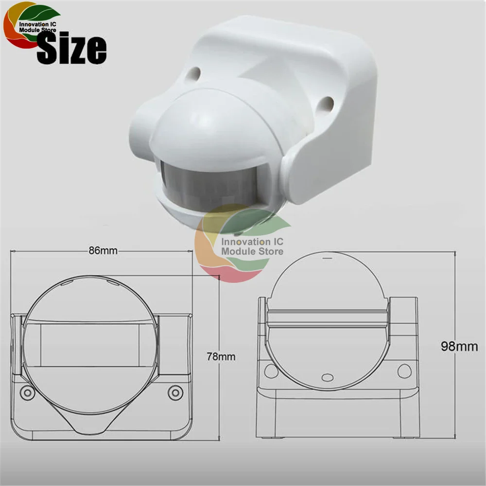 PIR Human Motion Sensor AC 220V Automatic Infrared PIR Infrared Detector 180 Degree Rotation Outdoor Timer Switch Motion Sensor