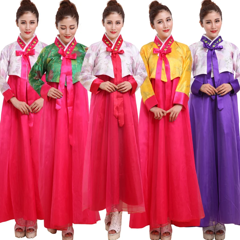 Korean Hanbok Traditional Style National Yarn Dress Women Korean costume Dance Performance Costume Elegant Clothing Retro Party