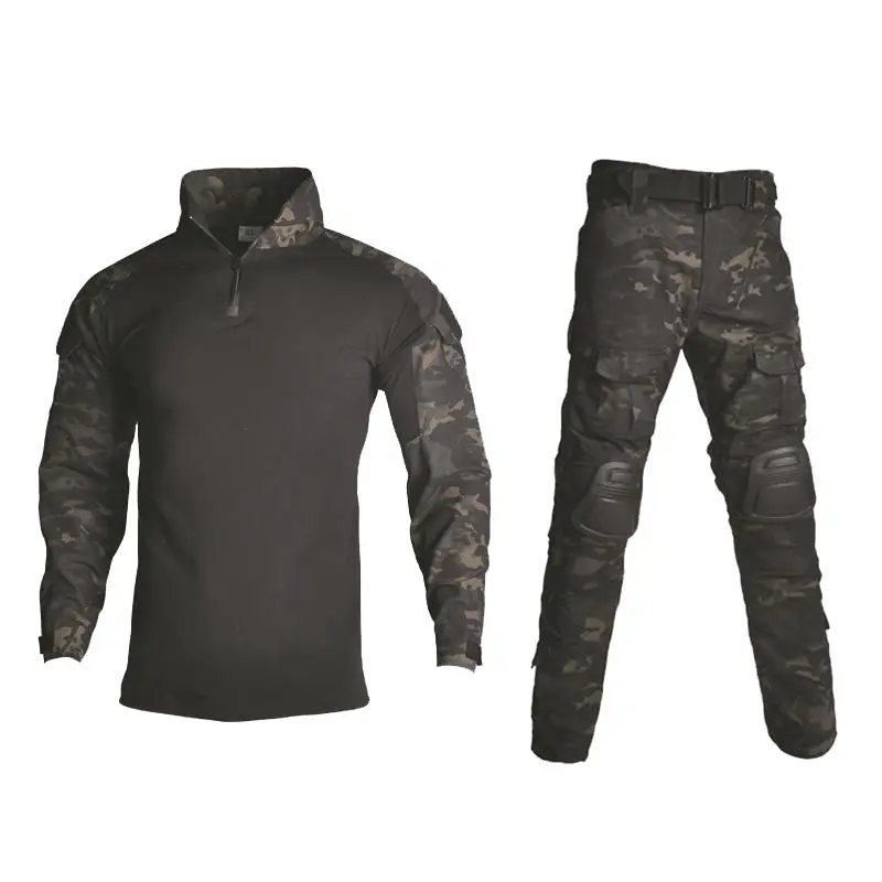 Shirts Airsoft Suit Shirt Pants Chasse Long Sleeve Uniform Multicam  Idogear Male Hunting Uniform with Knee Pads