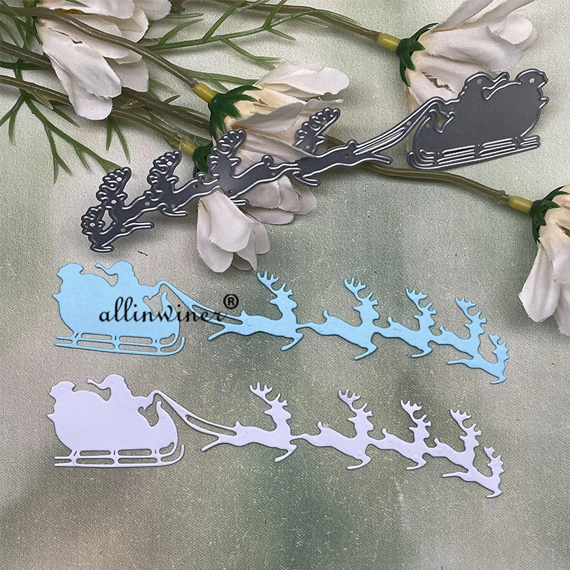 Christmas santa sleigh deer Metal Cutting Dies Stencils For DIY Scrapbooking Decorative Embossing Handcraft Die Cutting Template