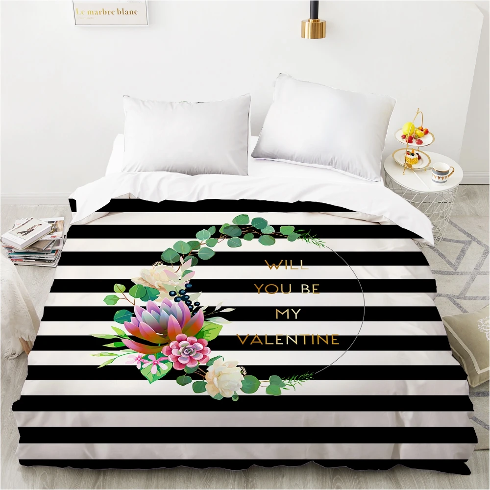 Duvet cover Comfortable Quilt Blanket Case Queen King Bedding 140x200 240x260 for Home Nordic simple Black stripe