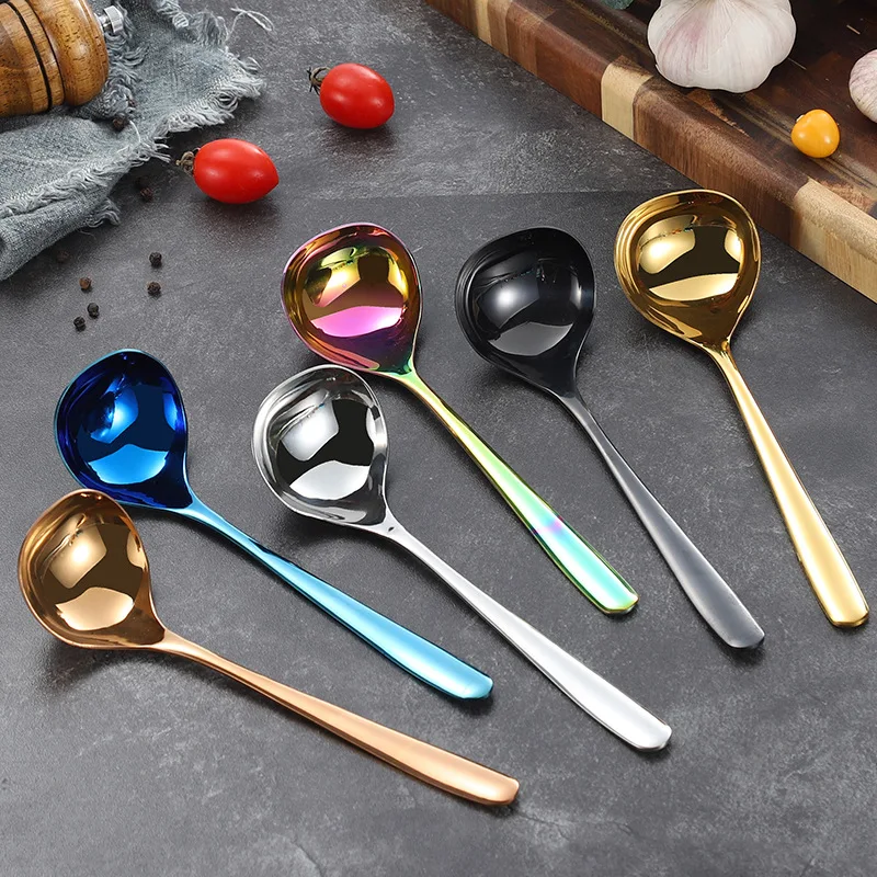 1PC Korean Stainless Steel Thicken Soup Spoon Creative Deepening Long Handle Hotel Hot Pot Scoop Home Kitchen Cooking Utensil