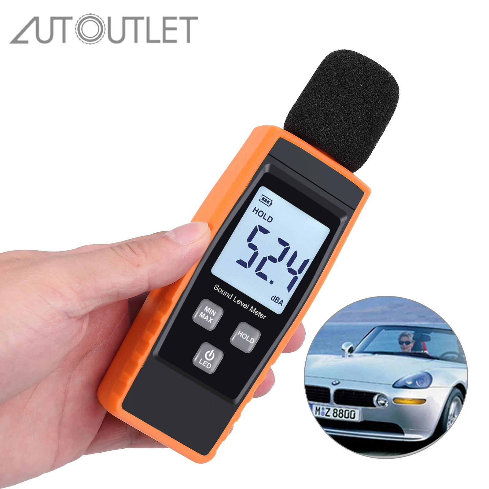 

AUTOUTLET Sound Meter Noise Decibel Meter Classic Portable Sound Level Meter Measuring 30-130dBA with LCD Backlight Function