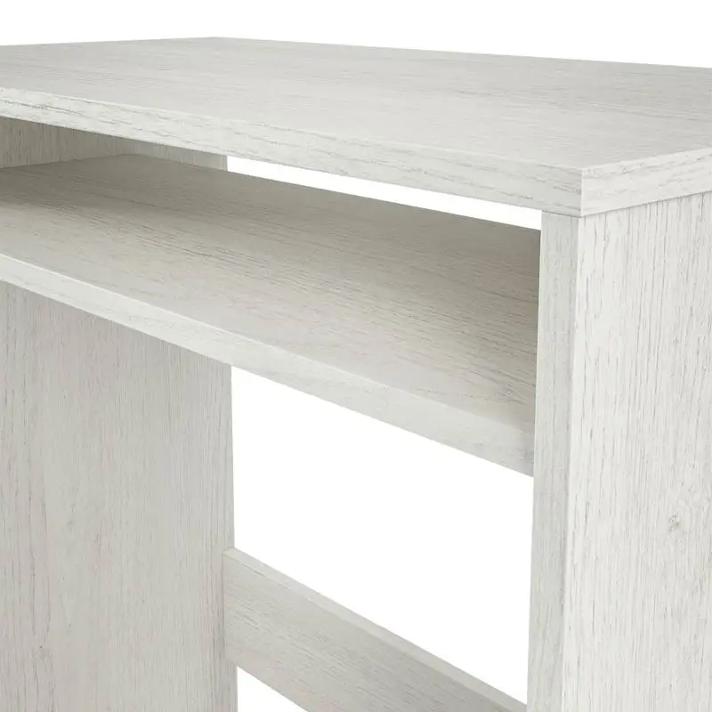 Bureau, Computer Tafel Afgewerkt In Wit Alpen, Metingen: 79X79X43 Cm Achtergrond