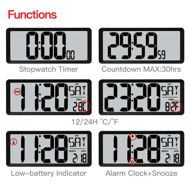 TXL Large Digital Jumbo wall clock modern design home vintage wall clock digital smart Arabic Numerals Night Light wall clock