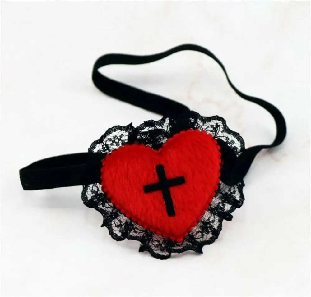 

Gothic Girls Red Heart Black Cross Eyepatch Cosplay Eye Patch