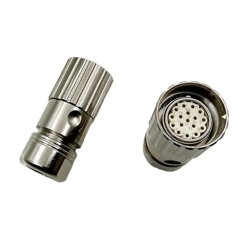 Standard M23 M623 Straight Type Internal Thread / External Thread 17 Pin Encoder Plug Female Or Male Connector