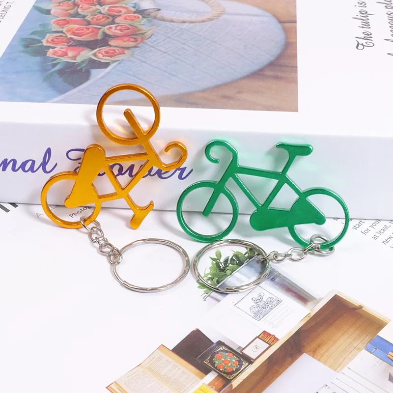 Wholesale Portable Beer Bottle Opener Keychain Mini Opener Cute Bike Bicycle Keychain Key Rings Bottle Openers Creative Gift 1pc