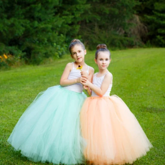 Hot Baby Girls Pastel Long Tutu Skirts Kids Tulle Skirt Pettiskirts Underskirtd Children Birthday Christmas Party Costume Skirts